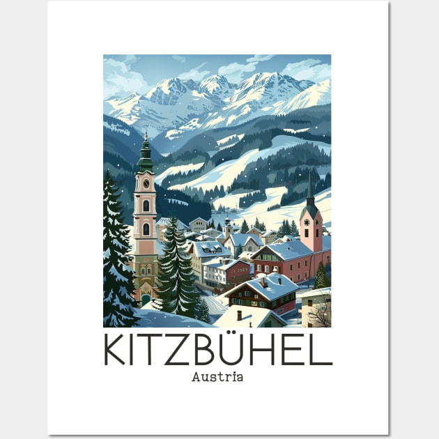 A Vintage Travel Illustration of Kitzbühel - Austria Wall Art by goodoldvintage